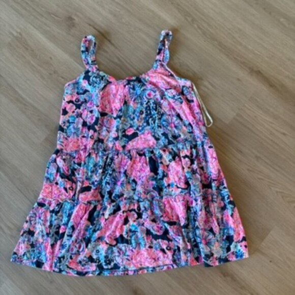 Lilly Pulitzer High Tide Navy Pink Turtle Tiered Swing Dress Womens Size XL - Picture 2 of 8